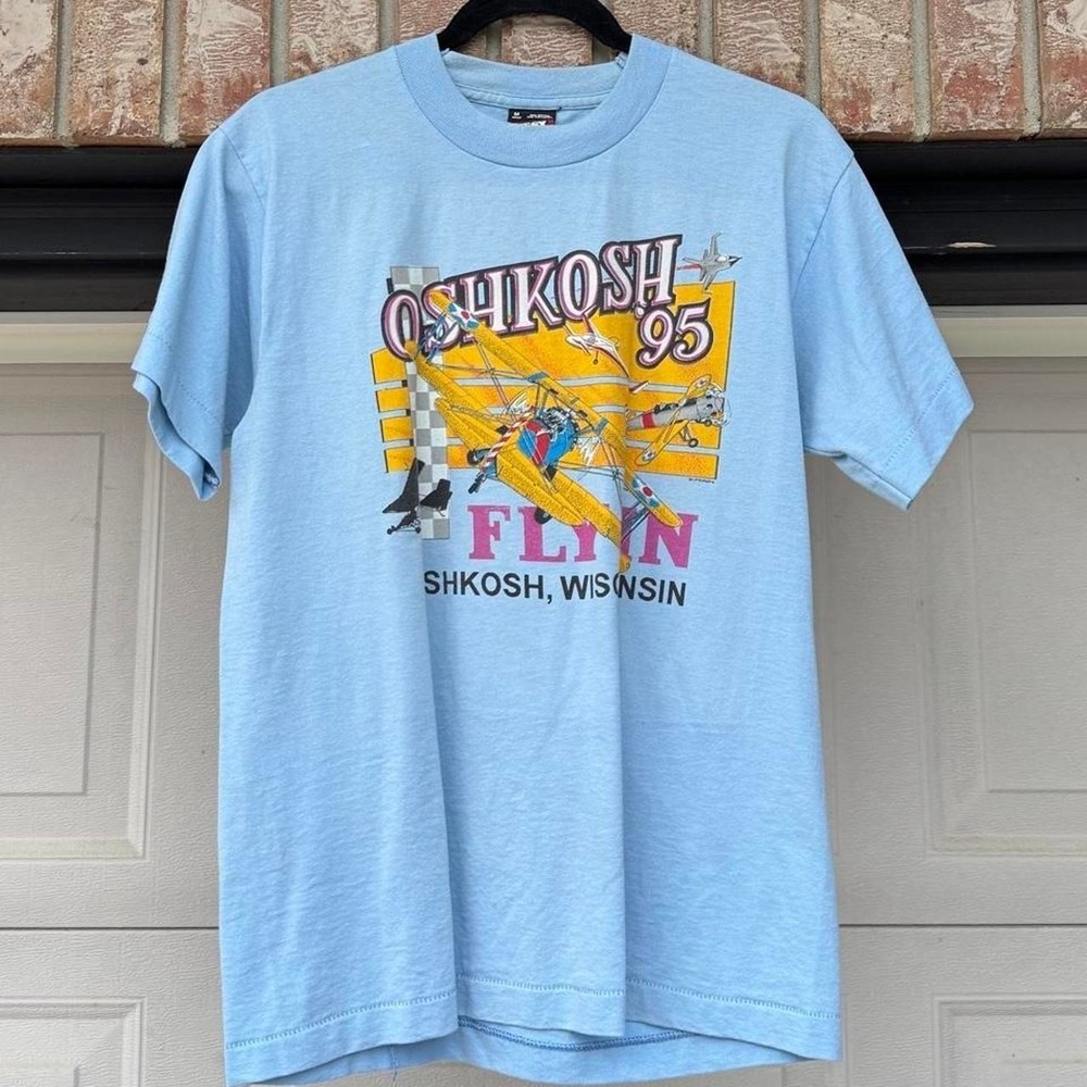 VINTAGE BEST MADE IN USA BABY BLUE "OSHKOSH" GRAPHIC TEE